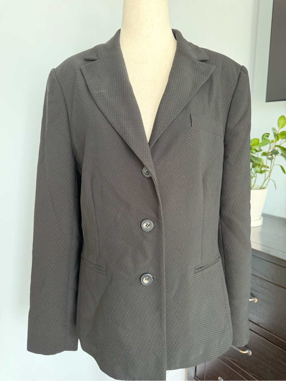 Worthington Black Micro Dot 3 Button Blazer Size 10